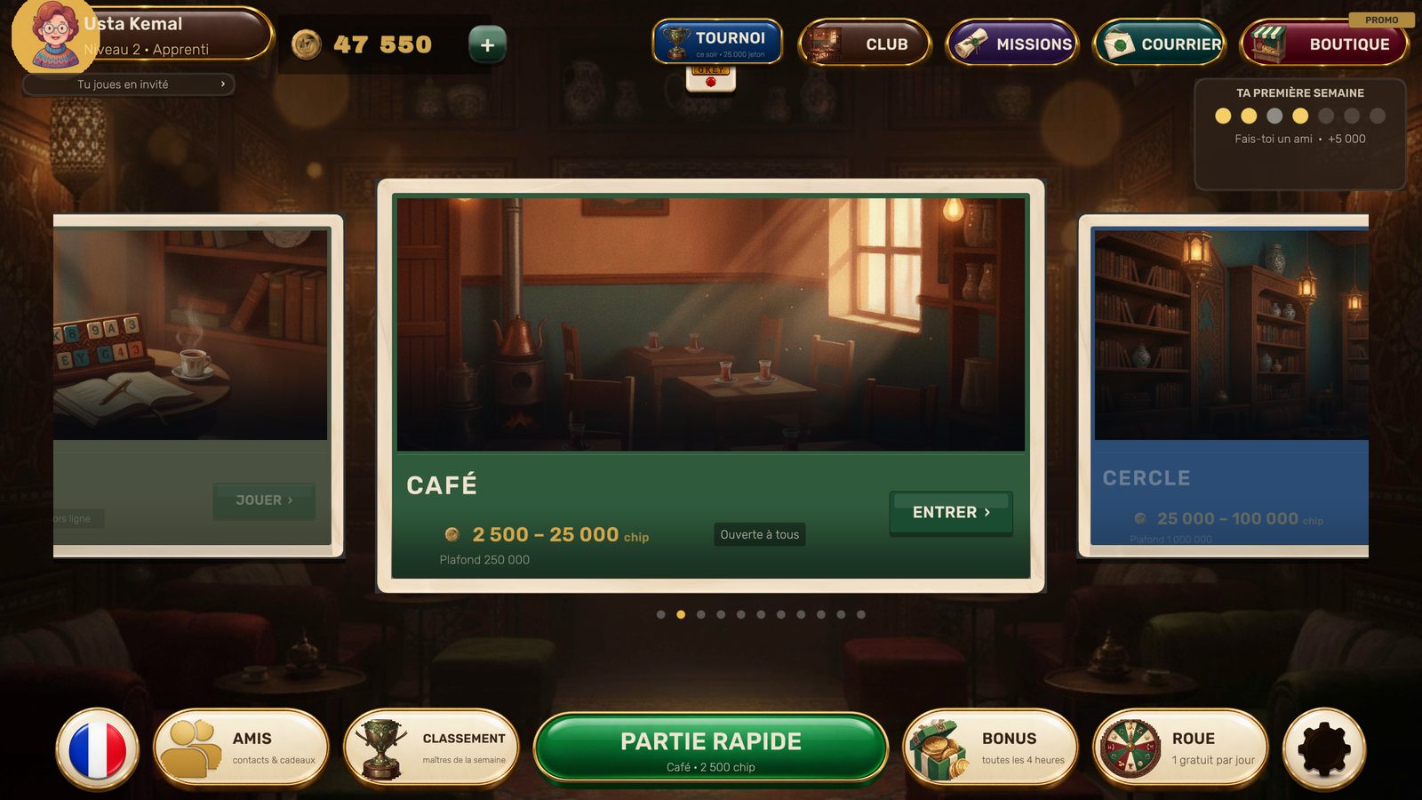 Le salon. Des tables du Café au Palais, choisis ta mise.